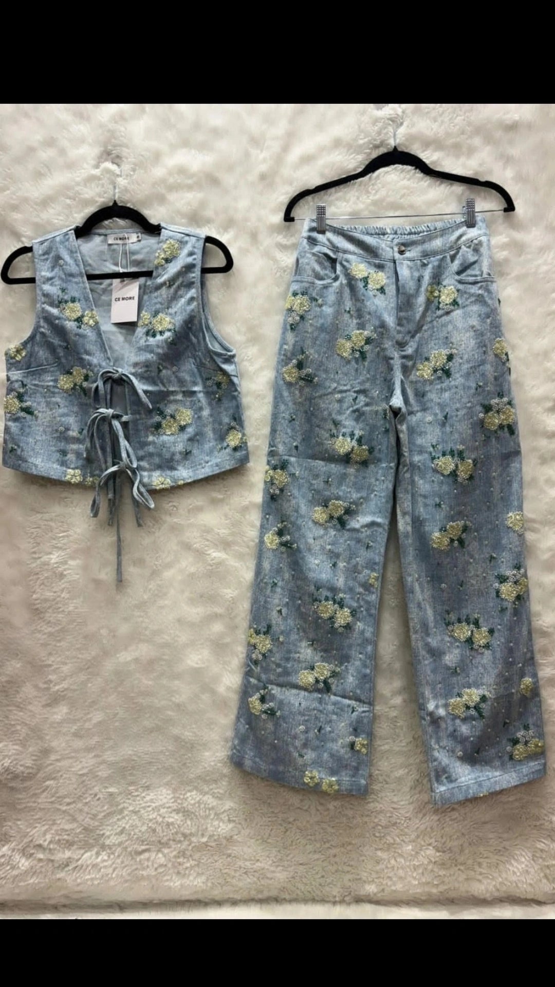 Set denim bordado