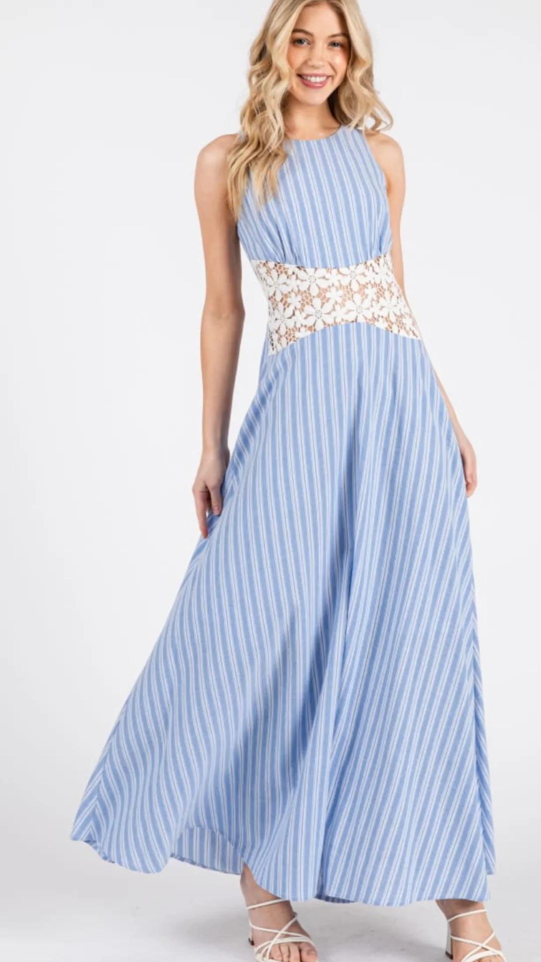 Vestido rayas con encaje