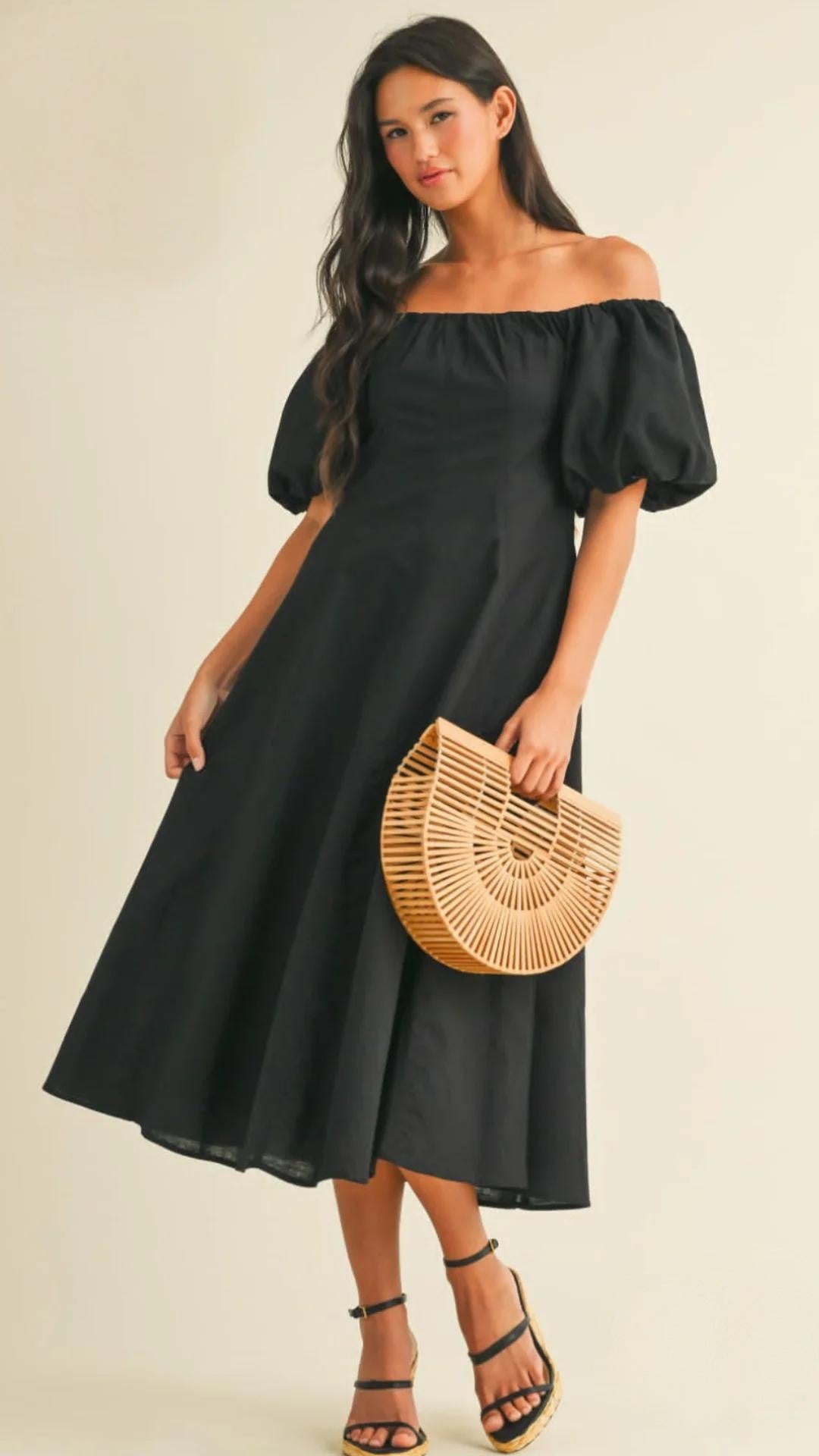 Vestido negro lino