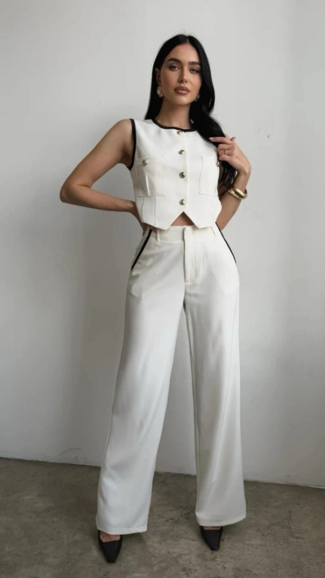 Set pantalón chaleco ivory