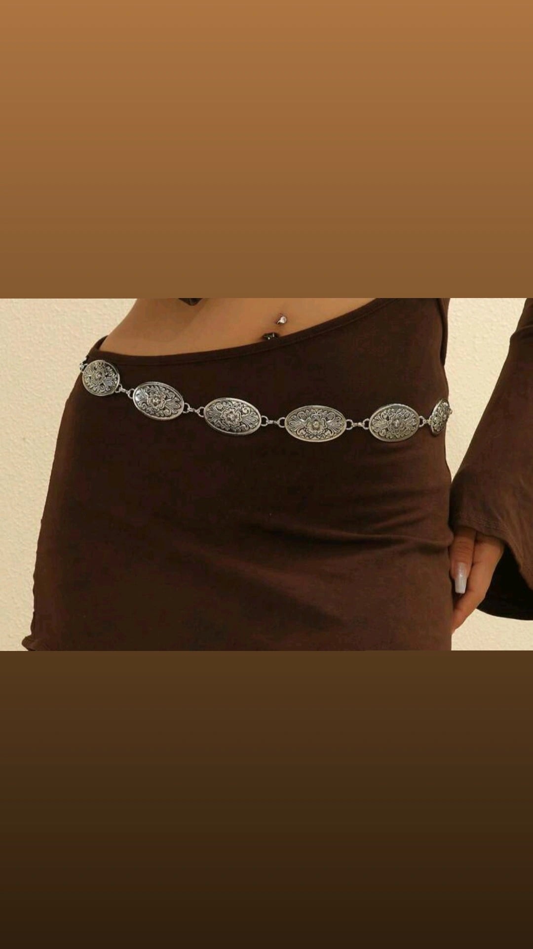 Cinturón cadena tono plata