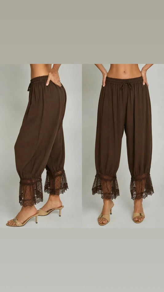 Pantalón globo con encaje