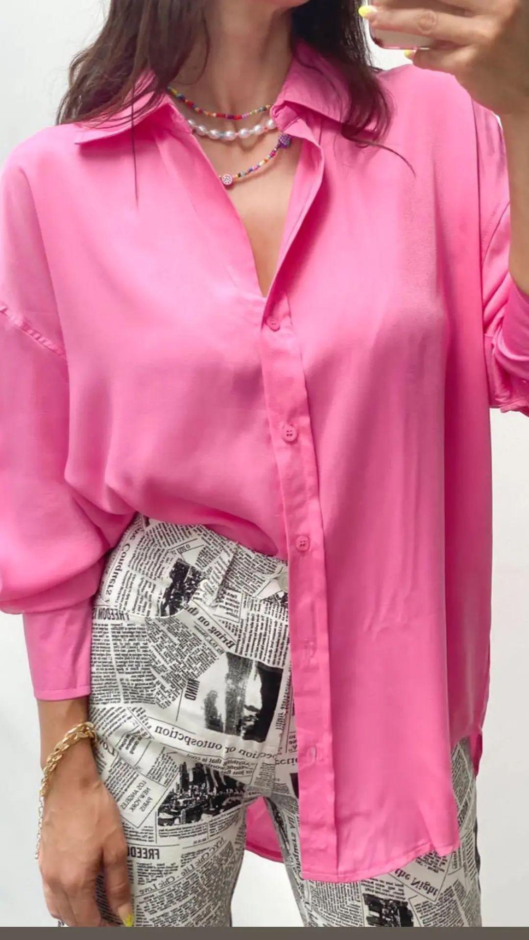 Camisa oversize rosa