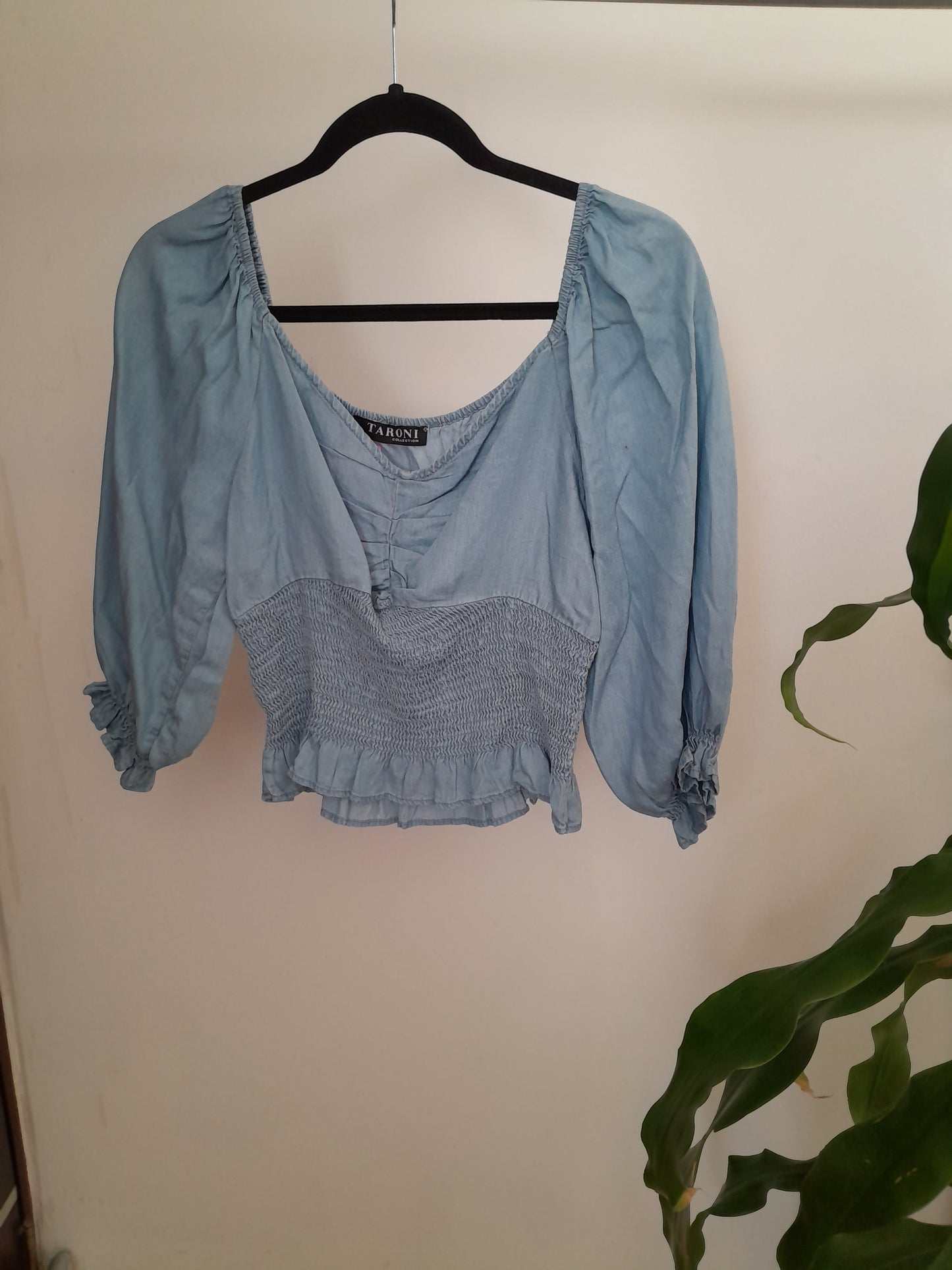 Blusa mezclilla resorte cintura