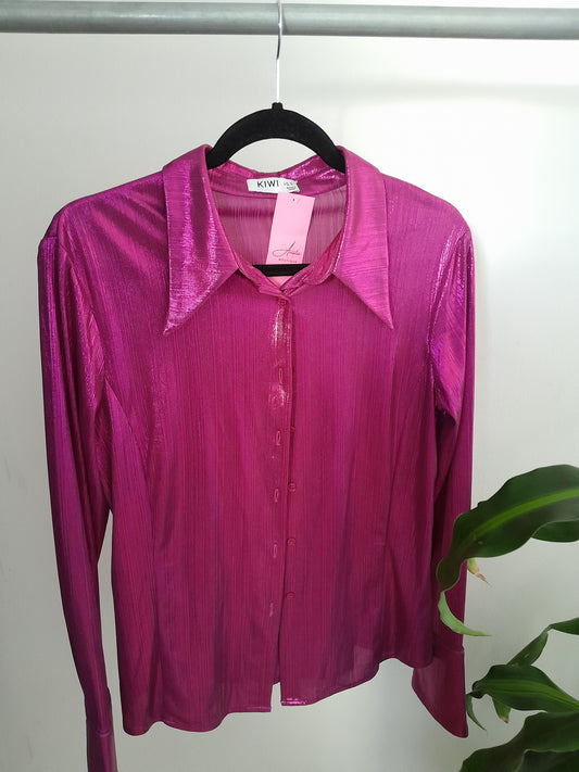 Camisa metálica fucsia