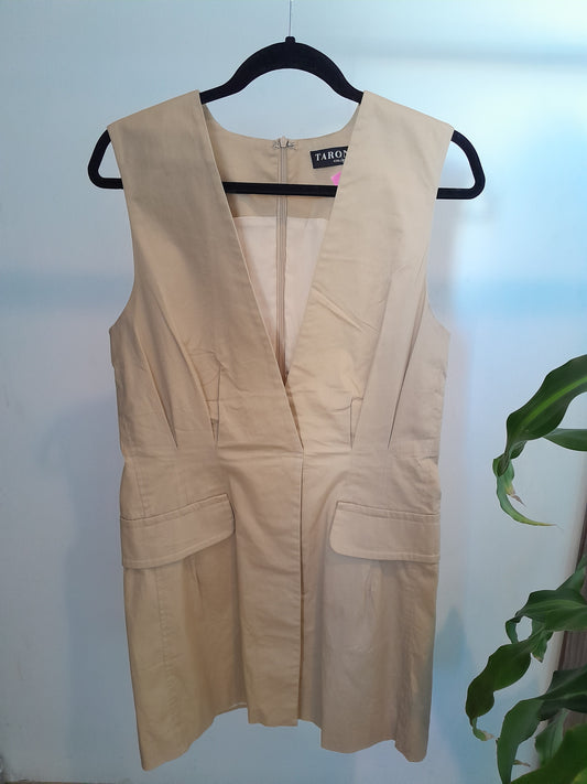 Vestido gabardina beige