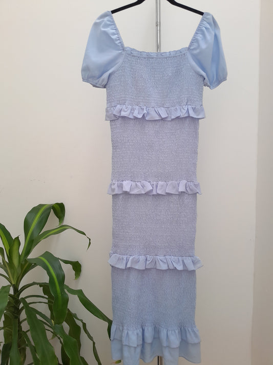 Vestido midi resorte azul