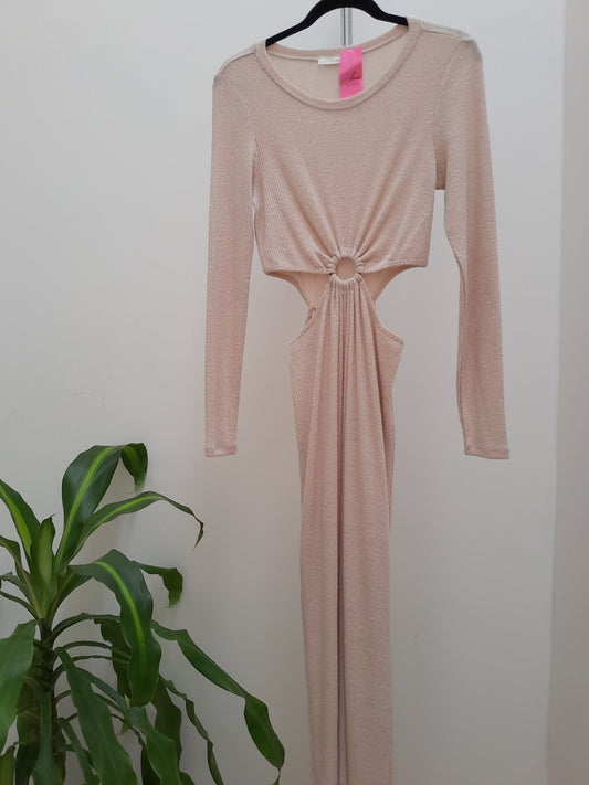 Vestido largo beige cut out