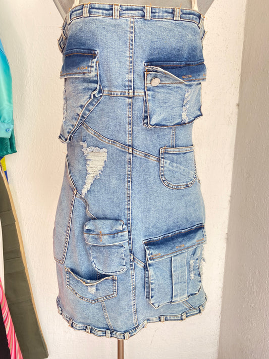 Vestido denim cargo