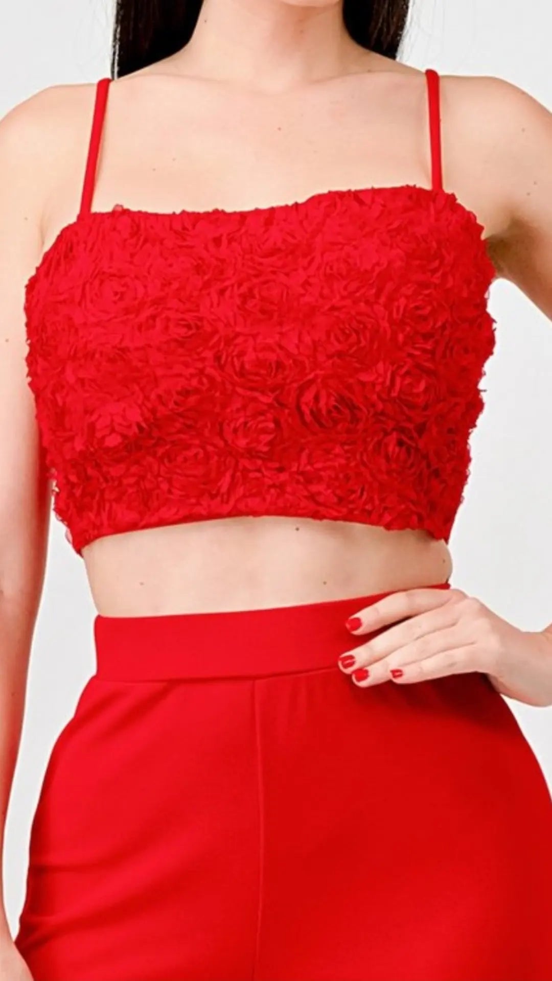 Set top flores rojo