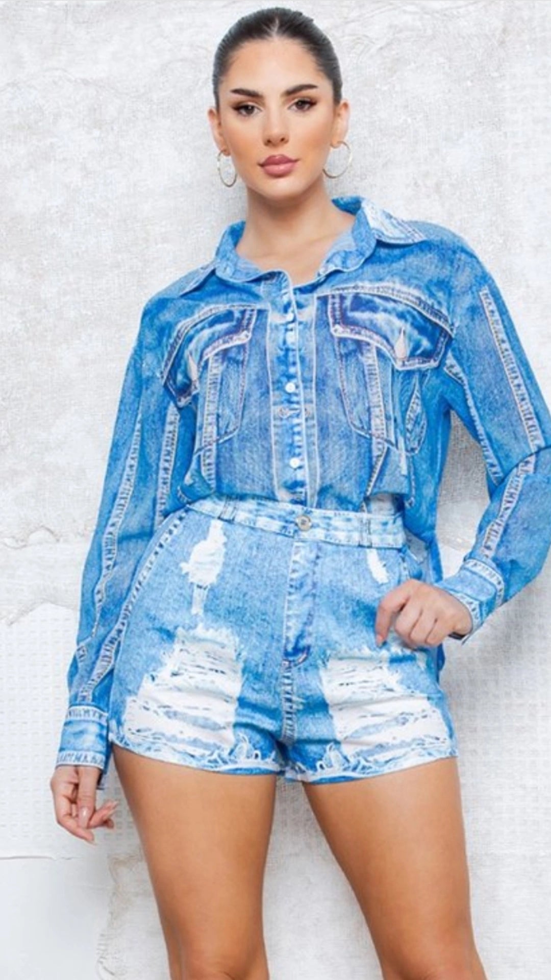 Set fake denim azul