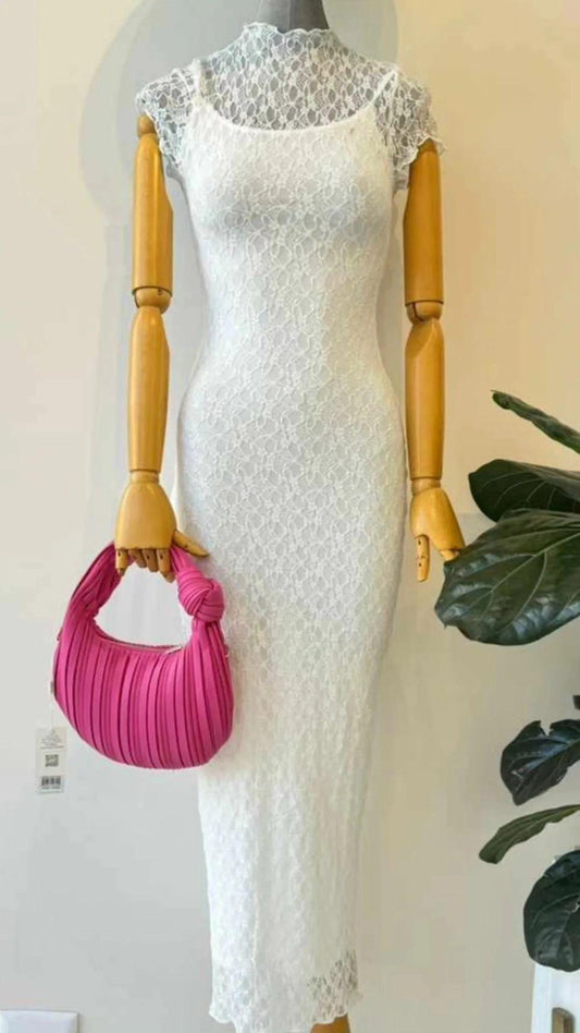 Vestido encaje con forro blanco