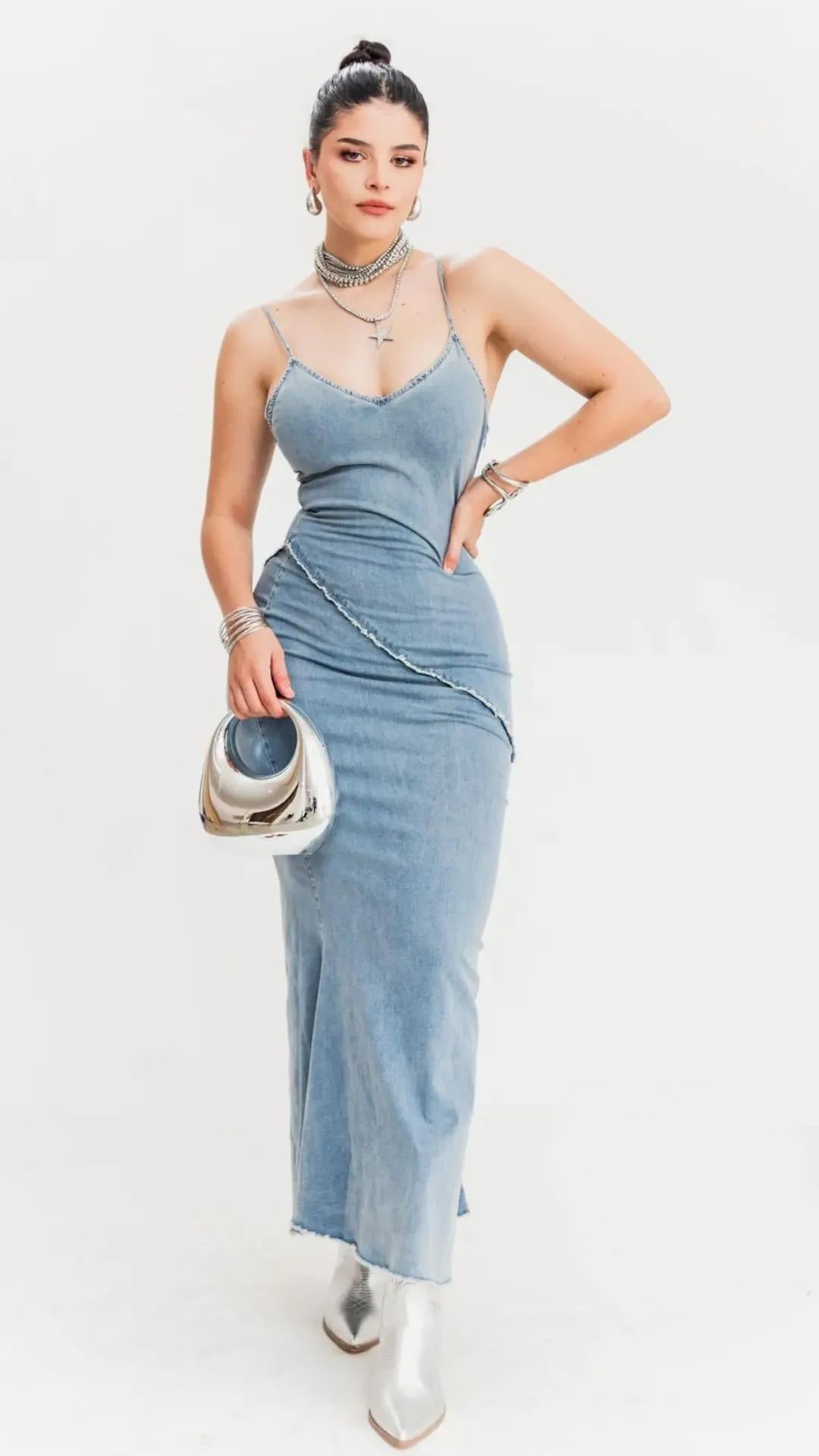 Vestido denim tirantes super strech