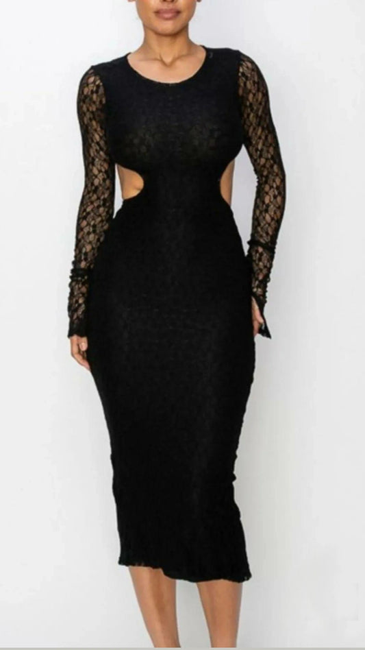 Vestido encaje negro cutout