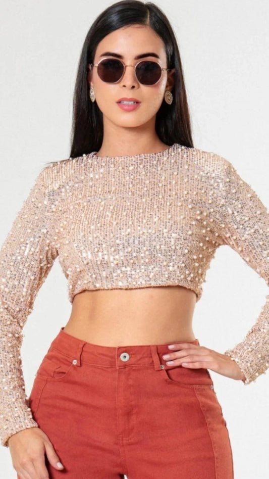 Crop top perlas beige