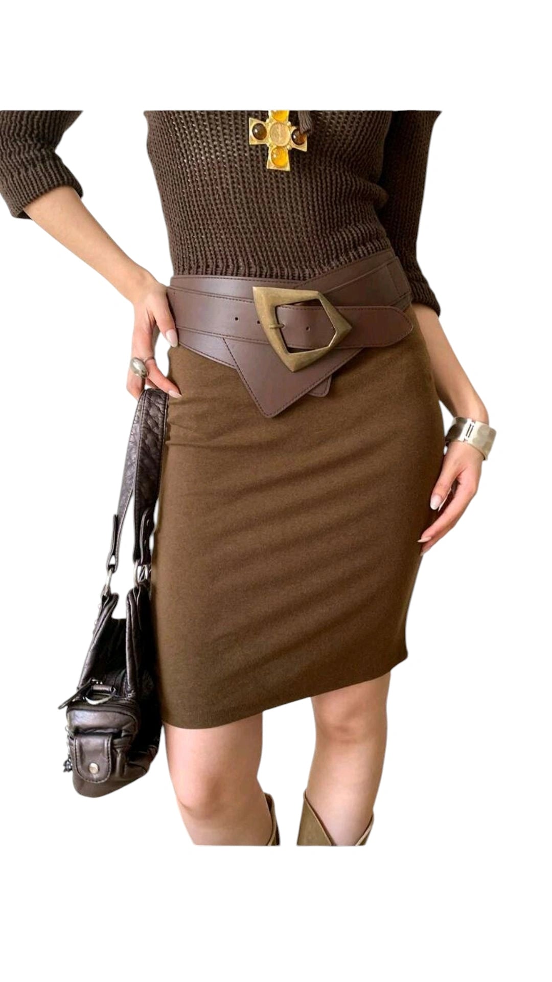 Cinturón marrón ancho