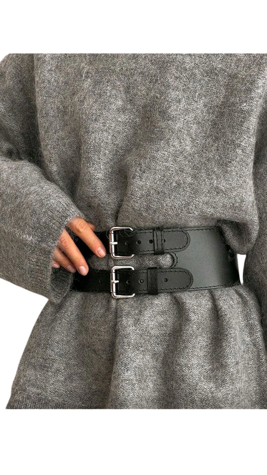 Cinturón negro 2 hebillas