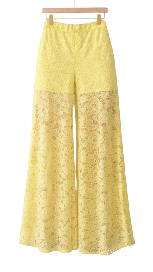 Pantalón de encaje amarillo