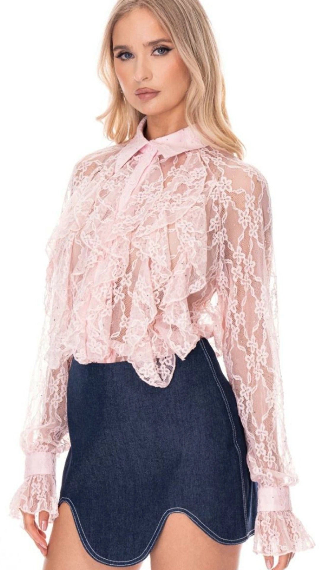 blusa rosa encaje olanes