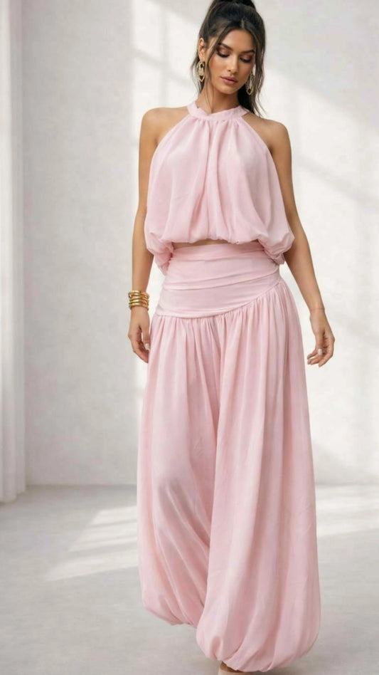 Set Baby pink pantalón y blusa  globo