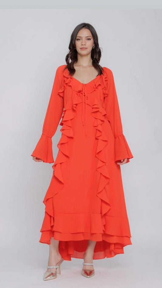 vestido olanes rojo