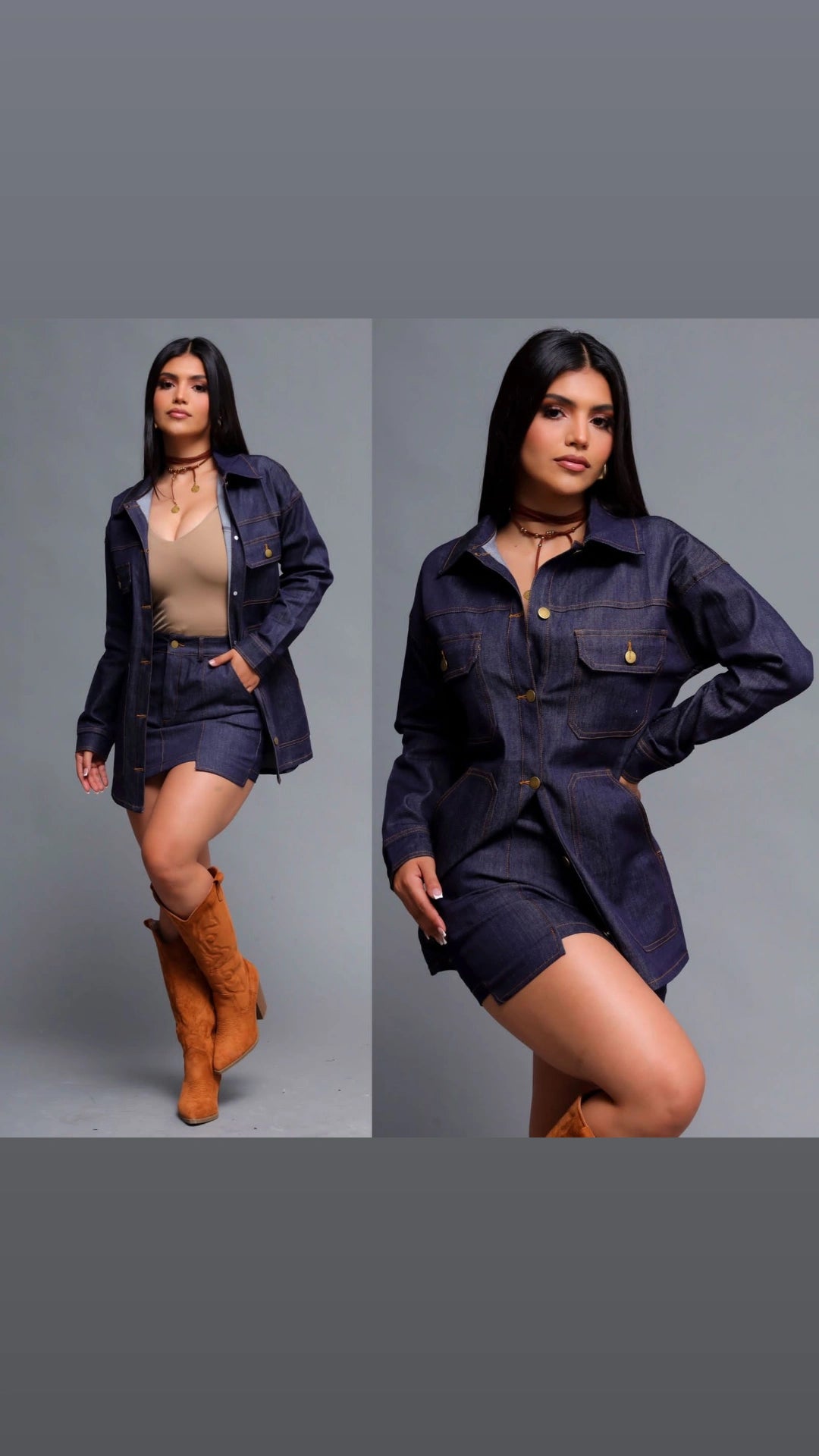 Set falda y camisa dark denim