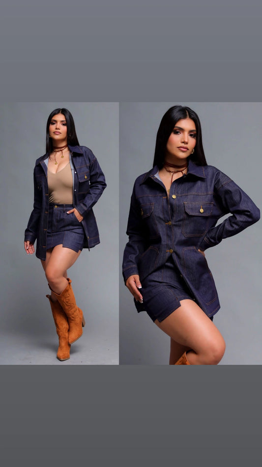 Set falda y camisa dark denim