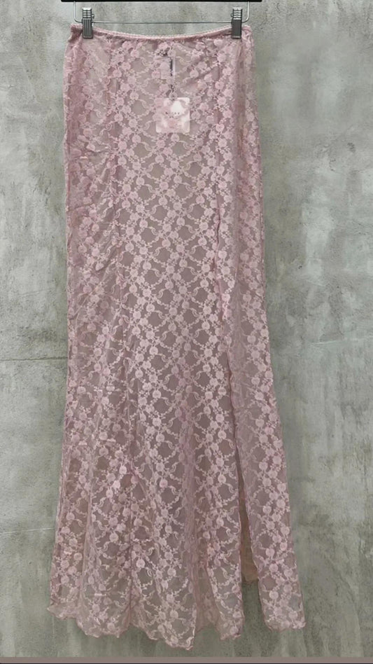 Falda encaje rosa