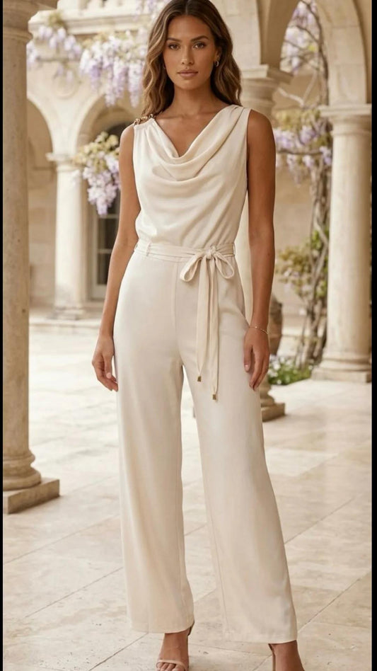 Jumpsuit satinado ivory