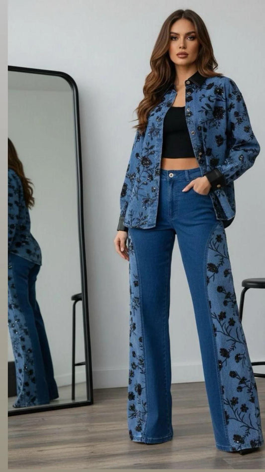 Set pantalón denim y camisa