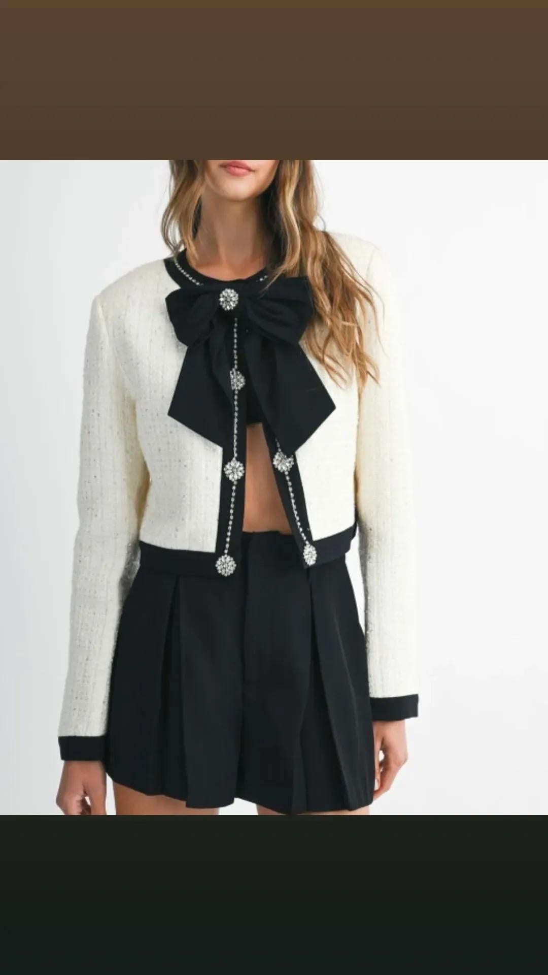Blazer crop tweed moño