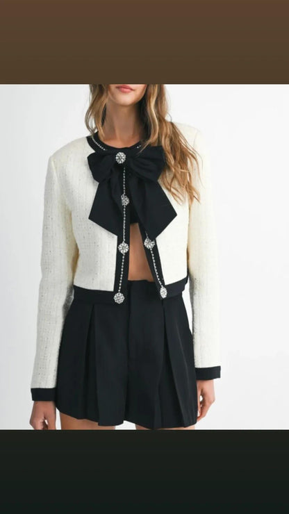 Blazer crop tweed moño