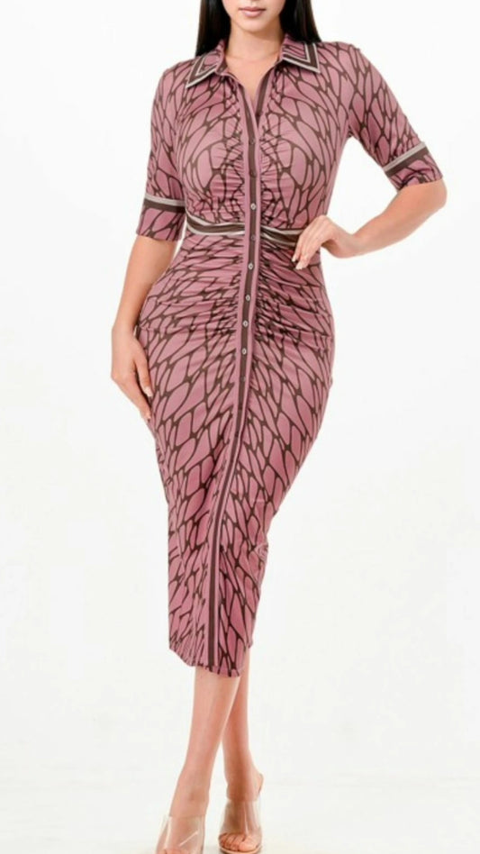 Vestido drapeado rosa