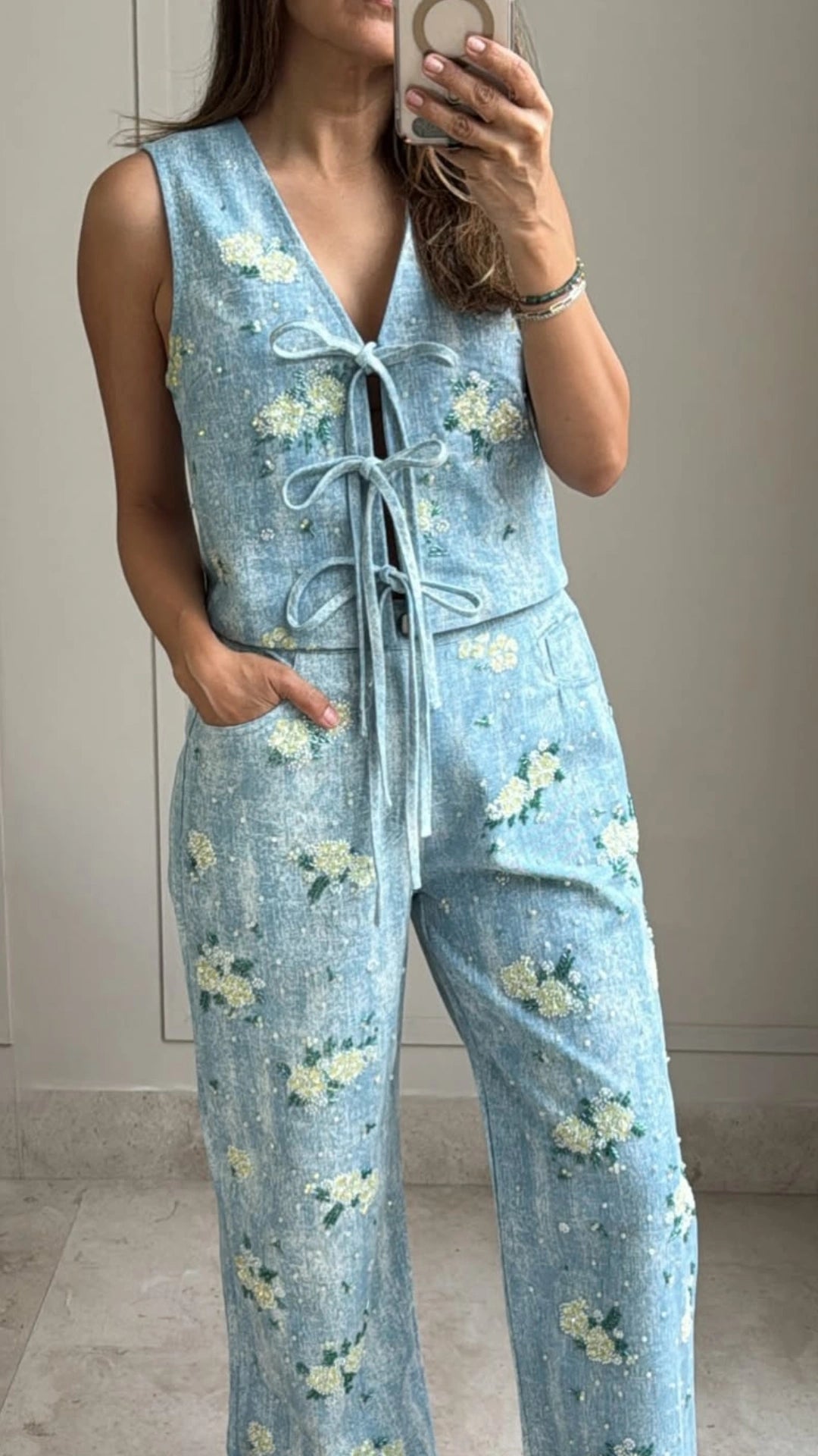 Set denim bordado