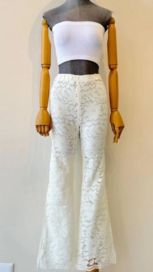 Pantalón encaje blanco