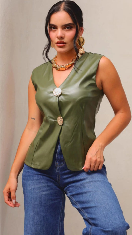 Chaleco vinipiel verde