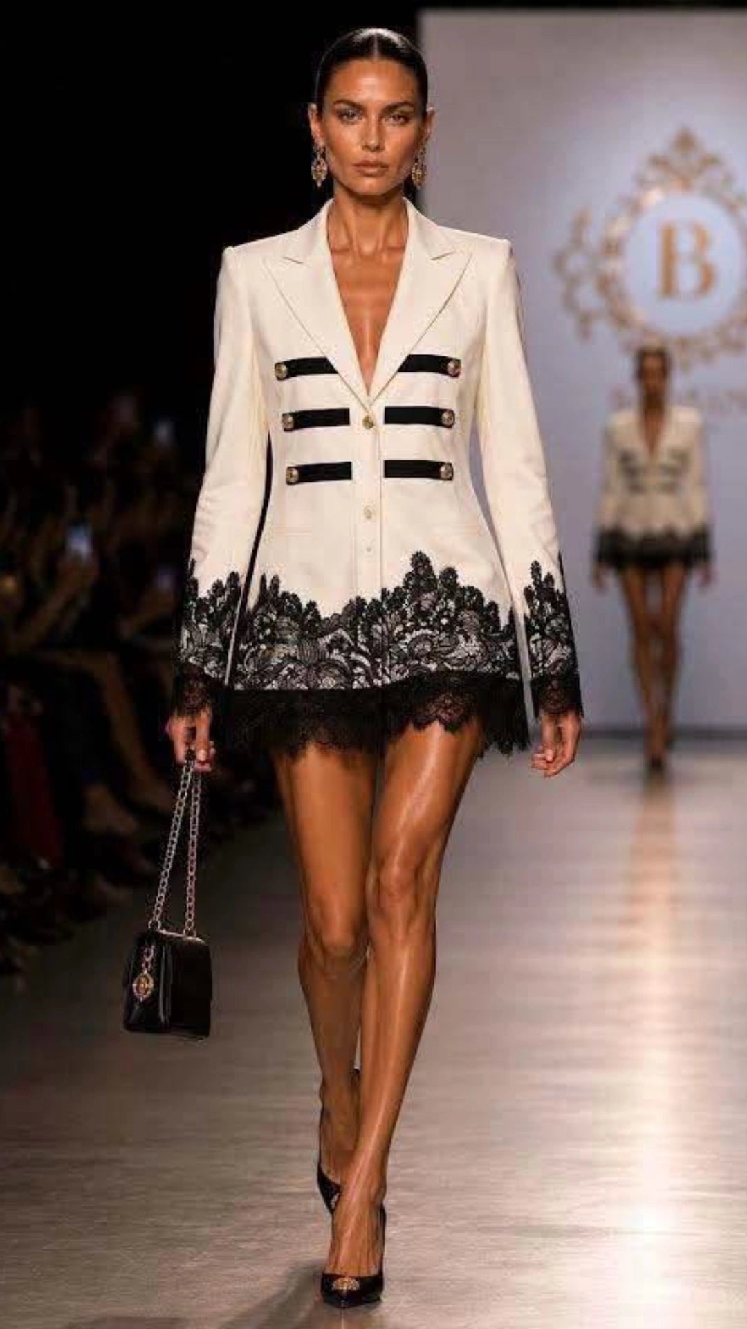Blazer dress estilo Napoleón con encaje