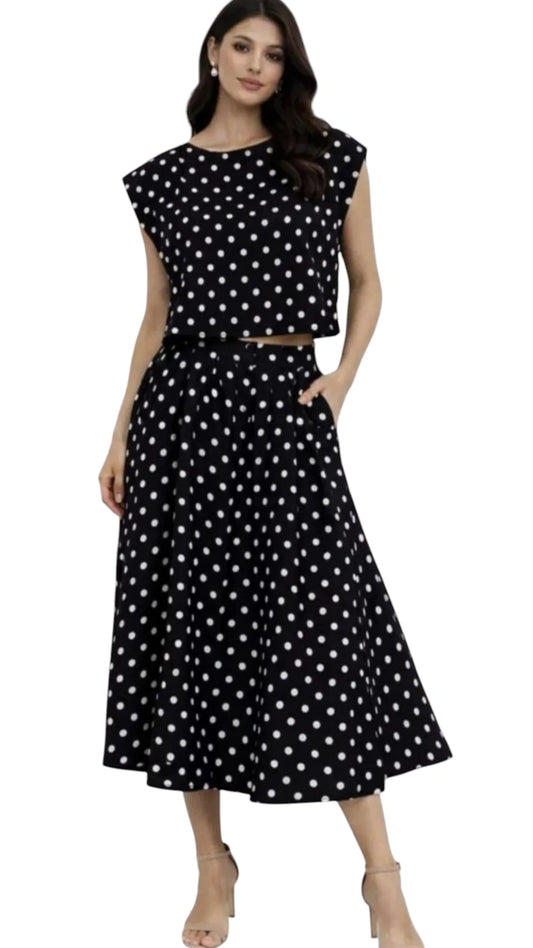 Set falda y blusa crop lunares