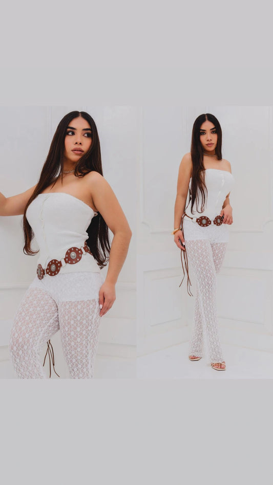 Pantalón encaje blanco