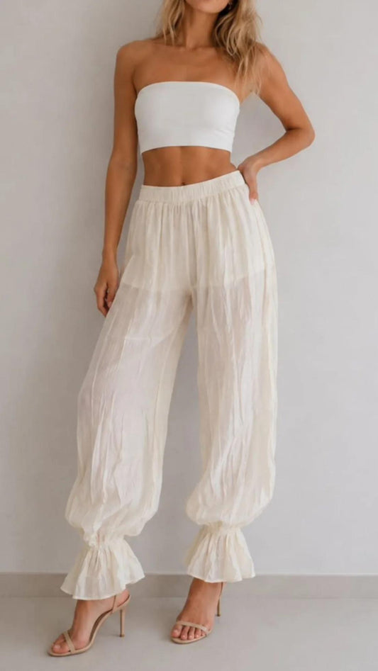 Pantalón corte globo ivory