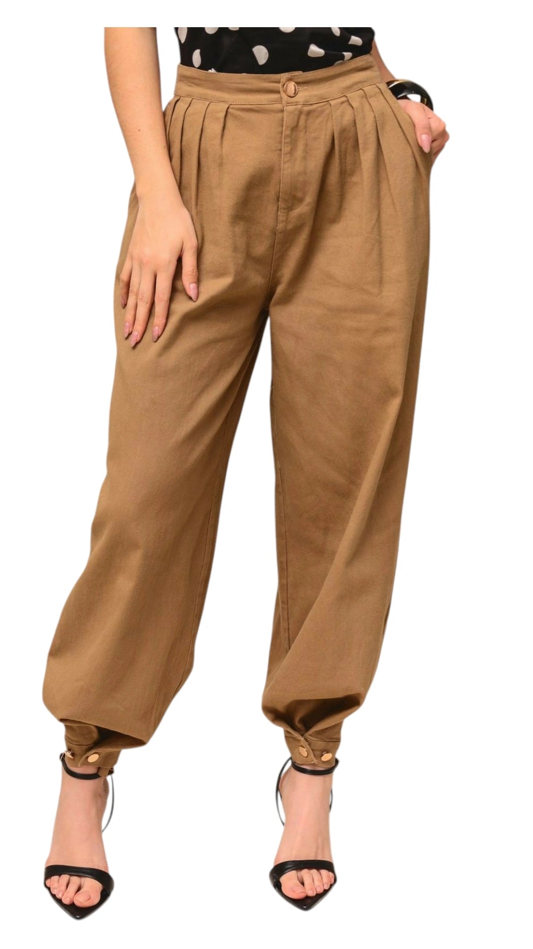 Pantalón denim globo café