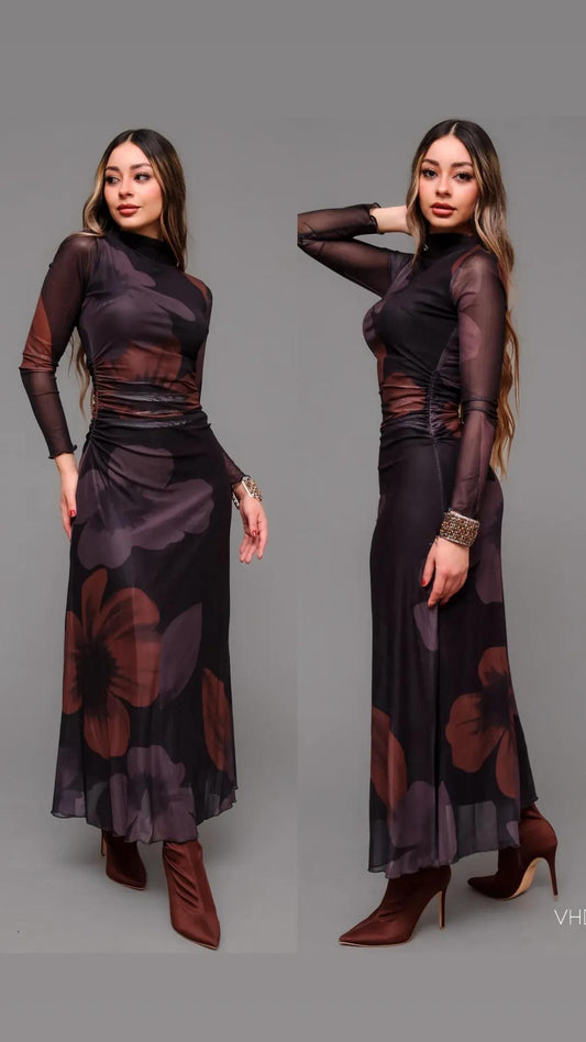 Vestido mesh estampado