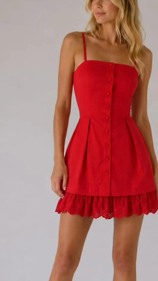 Vestido rojo con encaje