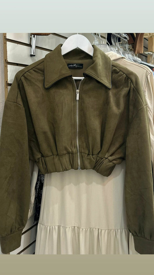 Chamarra Suede verde olivo