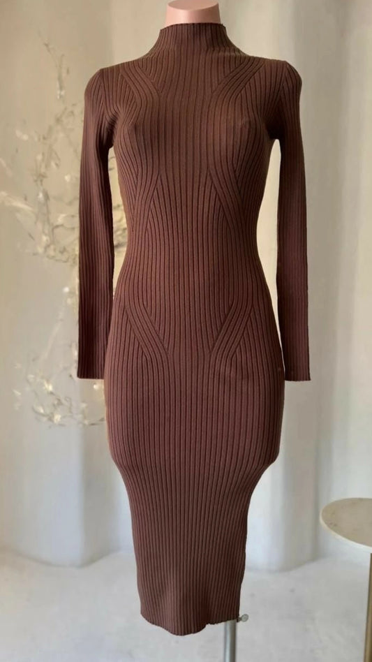 Vestido punto marrón