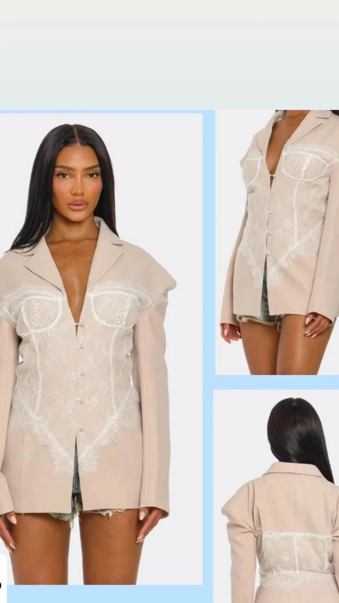 Blazer con detalle encajes