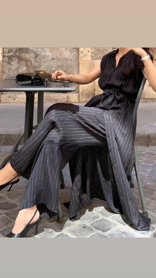 Set maxichaleco y pantalón negro