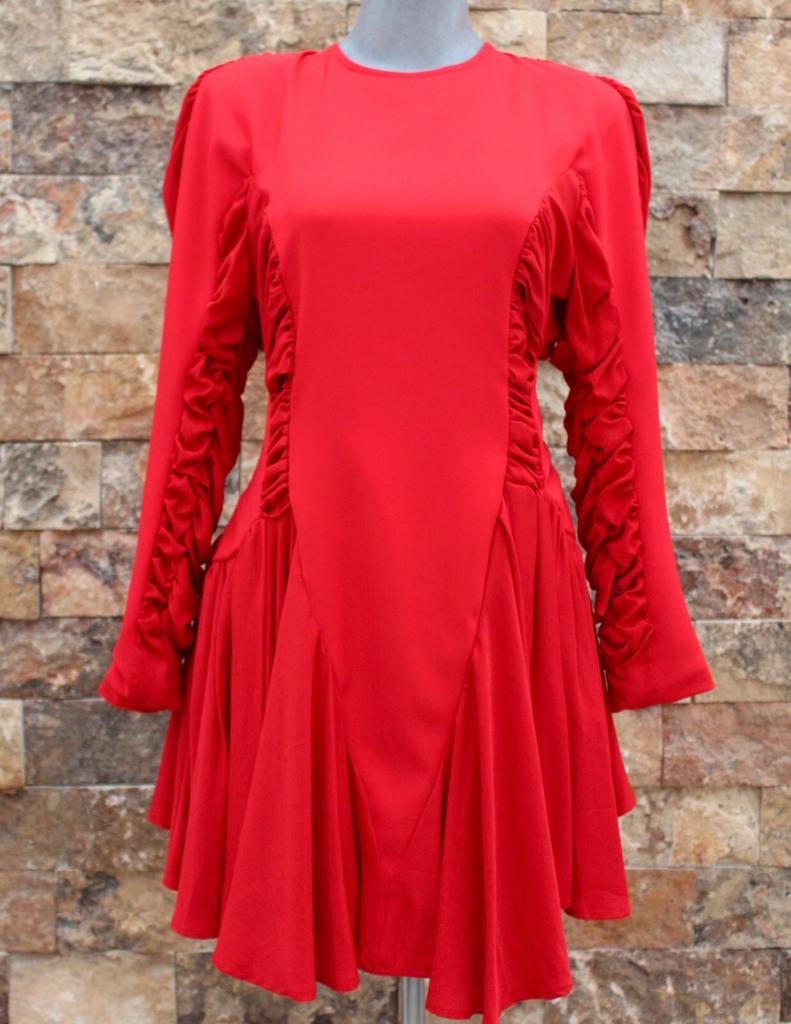 Vestido drapeado rojo