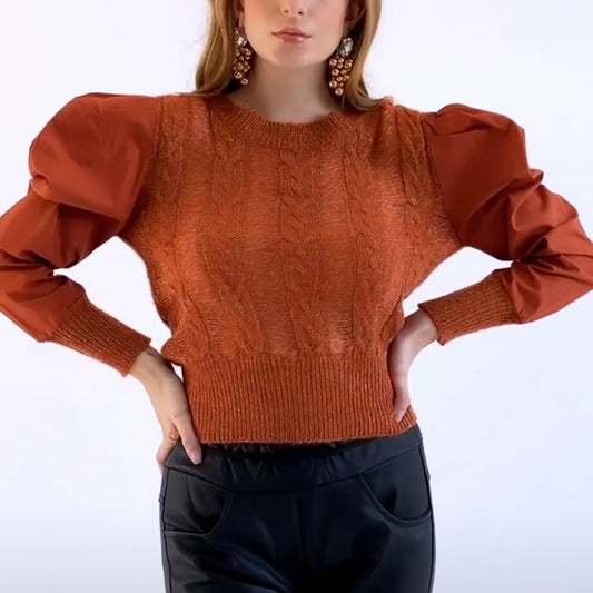 Blusa tejida manga abullonada
