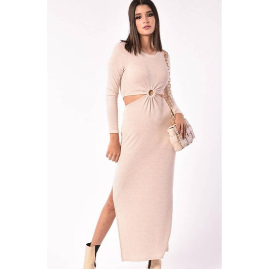 Vestido largo beige cut out